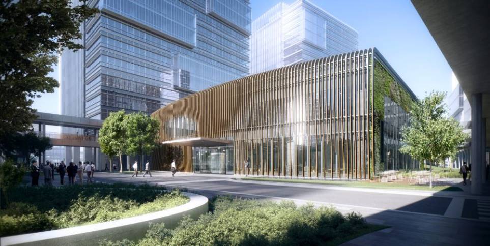 A ground view of Westlink. Architecture renderings courtesy of Aedas.