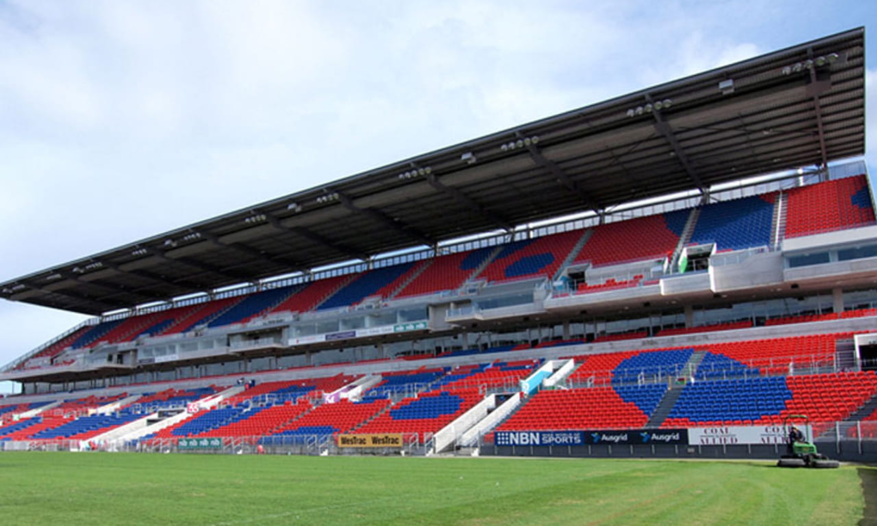 The new grandstand provides iconic vibrant building forms and a clean, contemporary design.