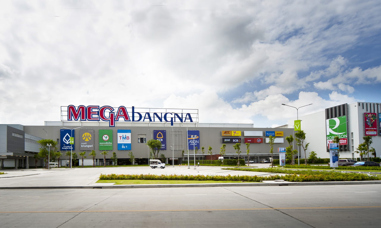 The exterior of Megabangna Mall, Bangkok, Thailand.