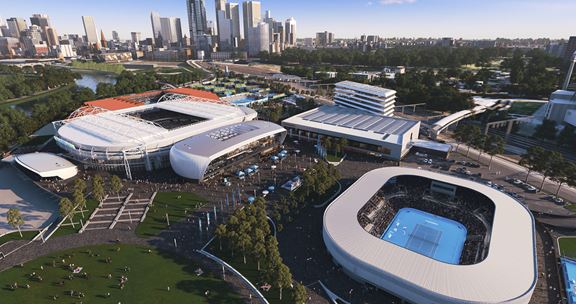 World-class sports and entertainment Melbourne Park Stage 3 Redevelopment. Image courtesy of Victorian Government Melbourne Park Redevelopment.