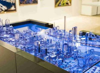 Digital context model with ipad application and bespoke control device for Melbourne Quarter. Image courtesy of Studio Magnified (acq. by Aurecon 2018).