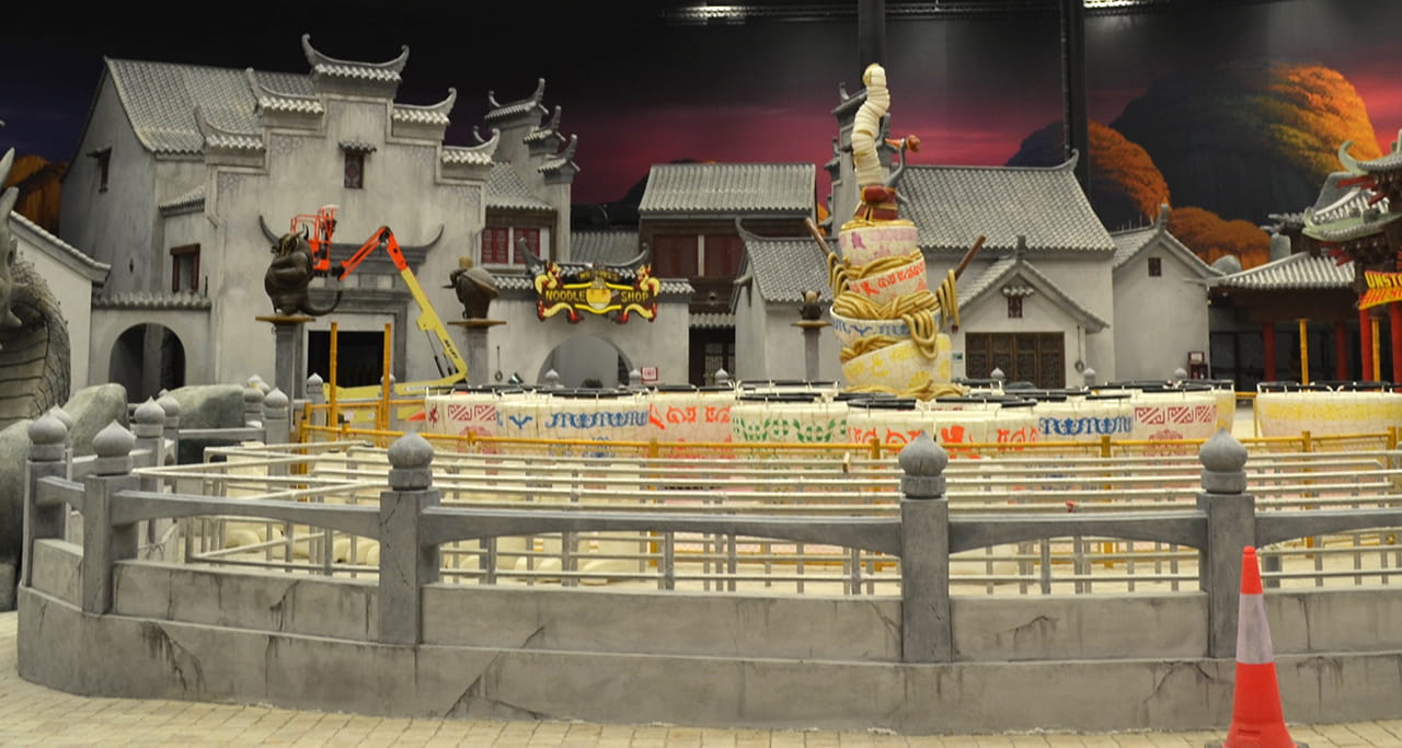 The Kung Fu Panda ride at MOTIONGATE™ Dubai is a 4D simulator experience.