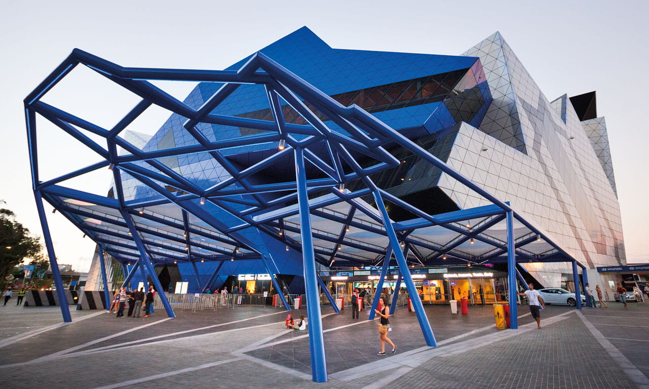 View from the ground of the outside entrance of the RAC Arena.