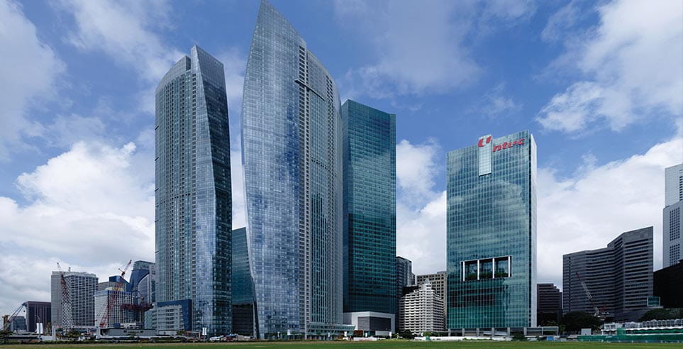 One of the tallest residential buildings in Singapore, The Sail at Marina Bay consists of two towers of 70 storeys and 63 storeys.