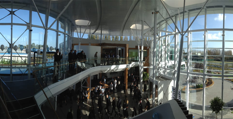 Aurecon provided structural engineering design documentation and construction monitoring services on the Tait Communications atrium.