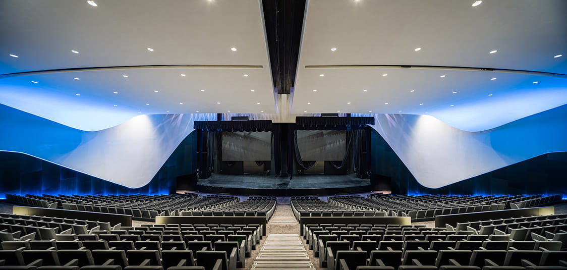 Te Pae has a strong sustainability focus including being built with a New Zealand Green Building Council Green Star 5-star rating. Image courtesy of Dennis Radermacher, Lightforge.