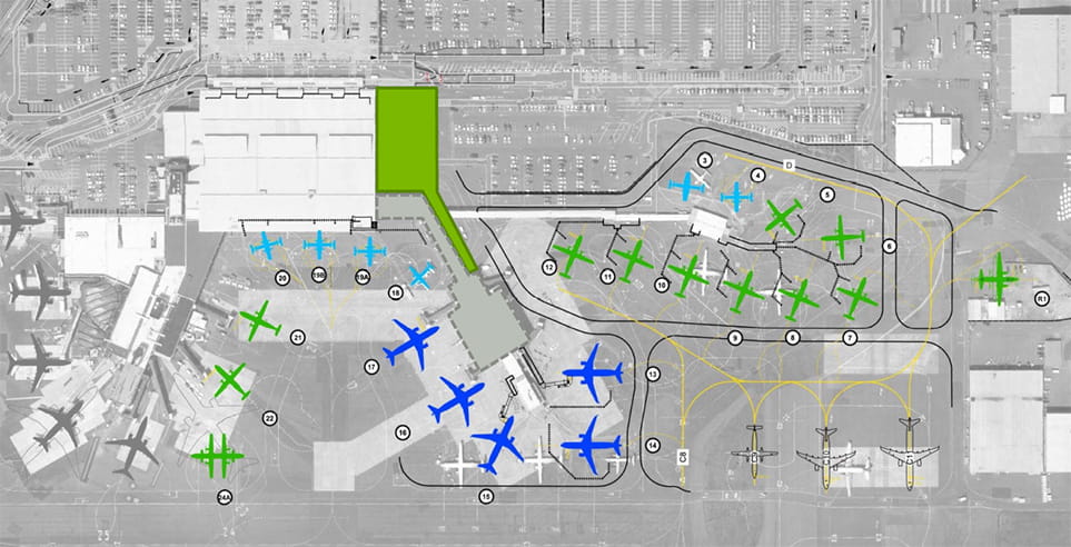 Artist impression of Wellington International Airport Redevelopment.