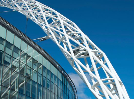 The Wembley Stadium Arch has become a landmark of the London skyline.