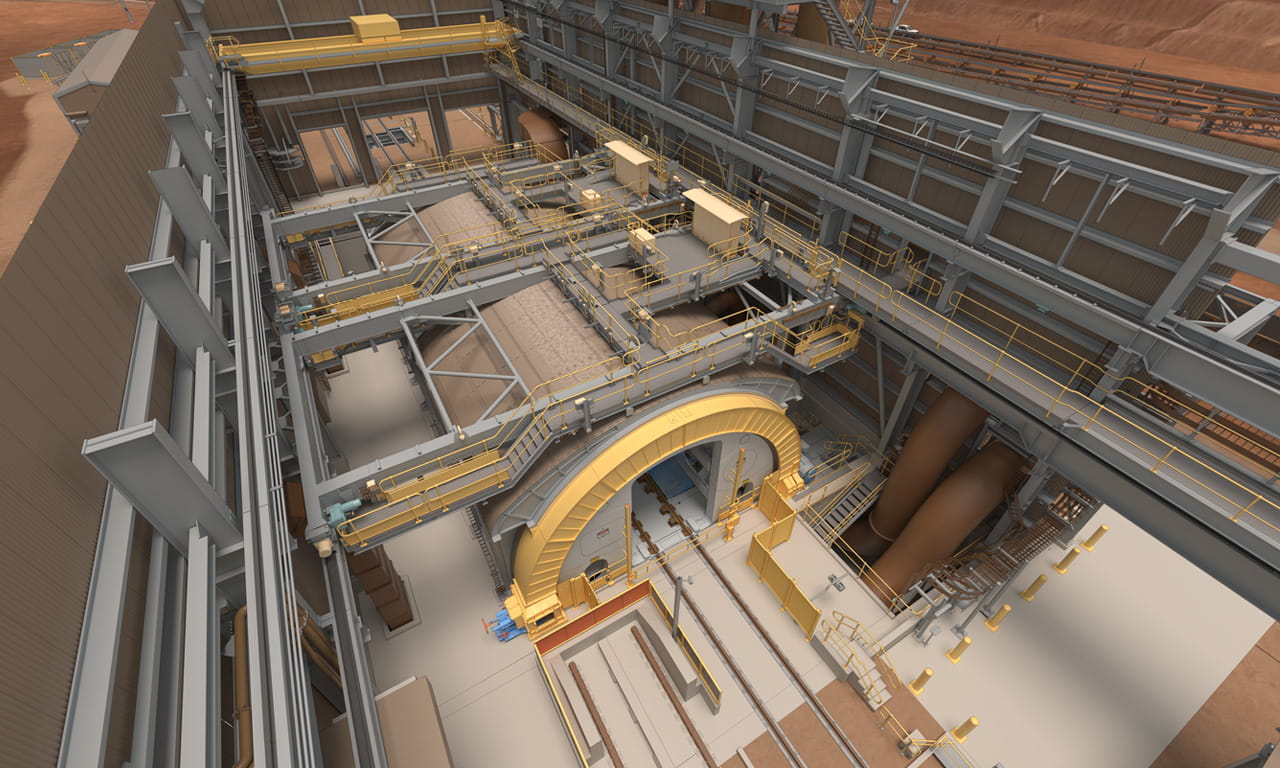Several stand-out innovations represent a breakthrough for the industry including a bespoke ring rail, trunnion assemblies, and a hydraulic clamping system capable of restraining high-speed ore tipping operations.