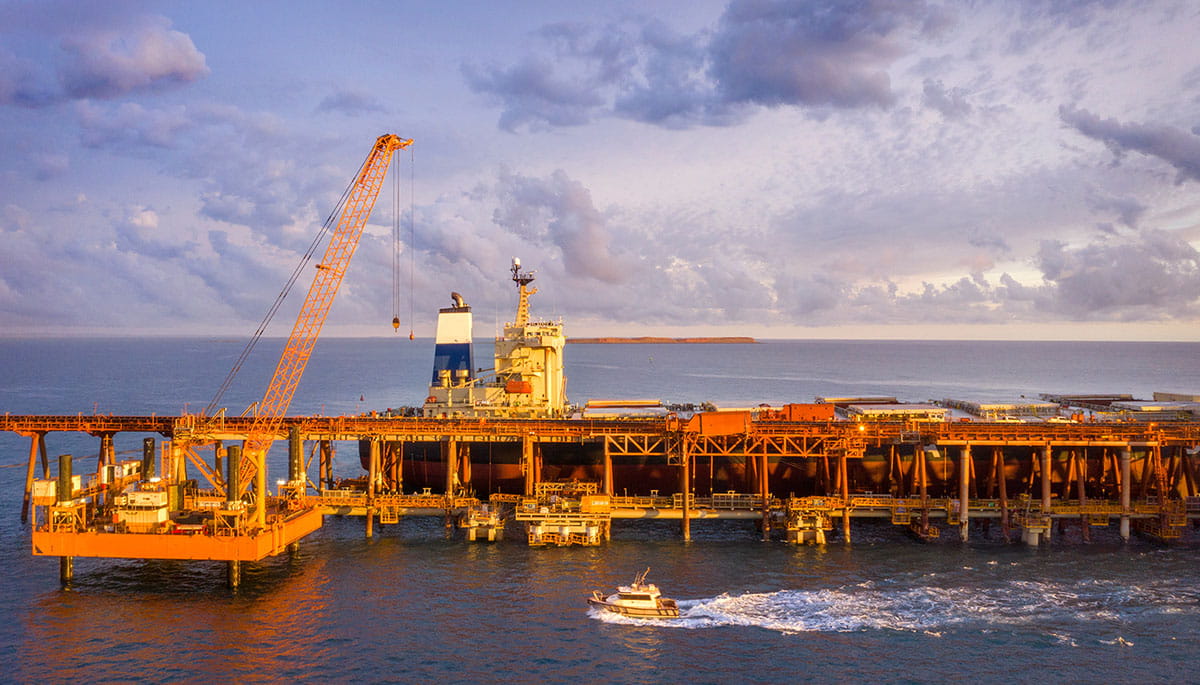 Construction of the berth at Cape Lambert Jetty