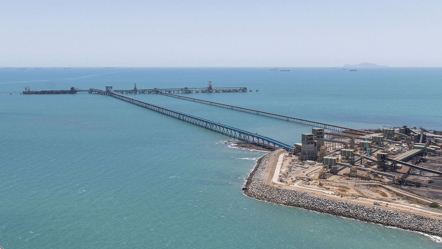 Aerial view of Hay Point Terminal Berth in Mackay, Queensland.