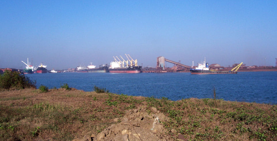 View of Paradip Port in the distance.