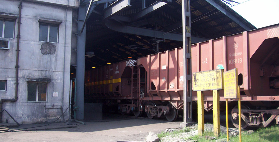 A train loading up at the Paradip Port.