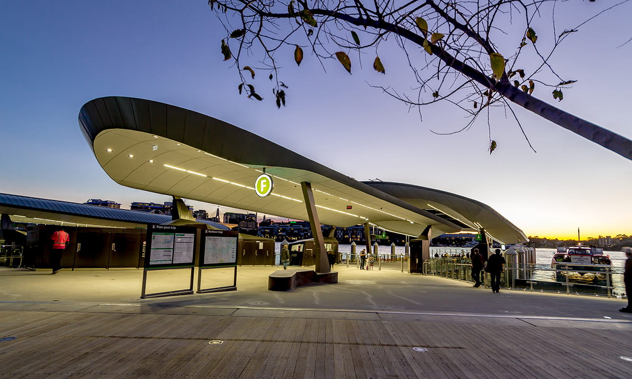 Barangaroo Ferry Wharf is Sydney’s largest ferry wharf after Circular Quay.