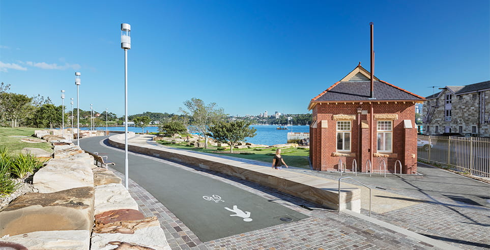 The heritage listed pump house from the 1900s at Barangaroo Reserve was relocated from its original location in order to be preserved.