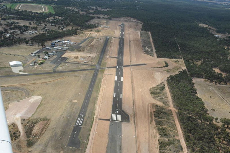The redevelopment of Bendigo Airport as of February 2017.