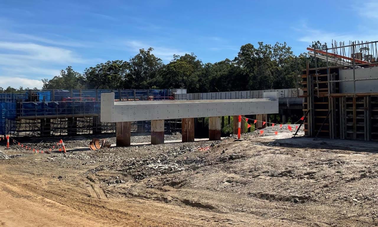 Bridges taking shape for the new southbound Bruce Highway carriageway.