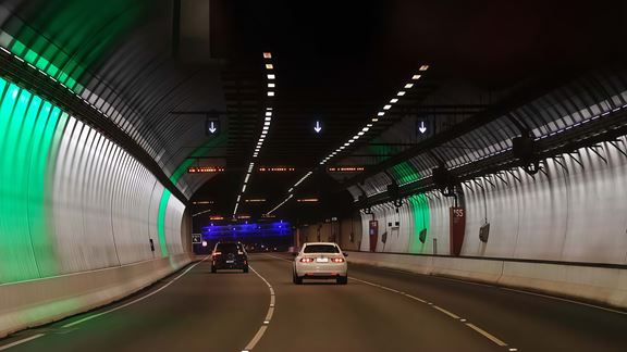 The Burnley Tunnel in Melbourne, Australia, features a specialised lighting system designed to improve traffic flow. Image courtesy of Transurban.
