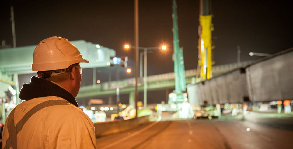 Night works during construction phase of the CityLink Tulla project.