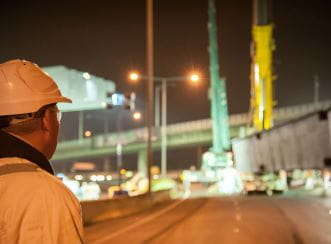 Night works during construction phase