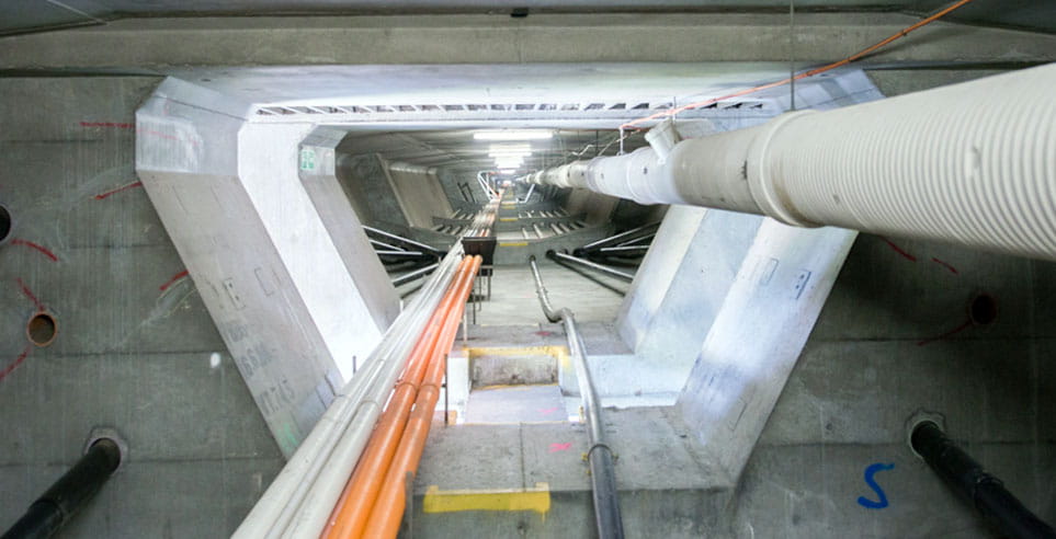 Underground piping system used in the CityLink Tulla project.