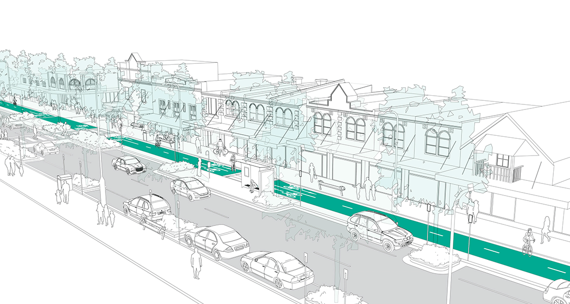 Bidirectional Street example from the Cycleway Design Toolbox.