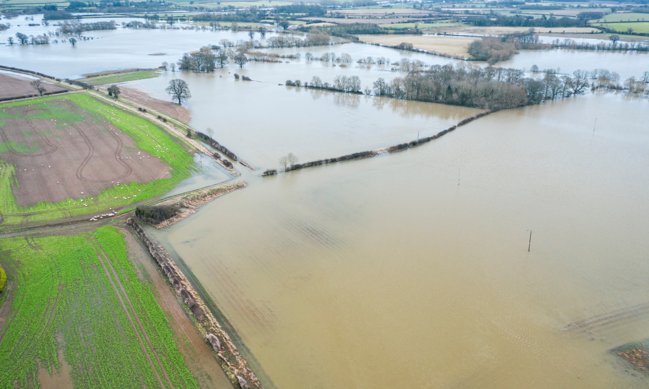 River Severn flood at Atcham in Shropshire Darling Downs.