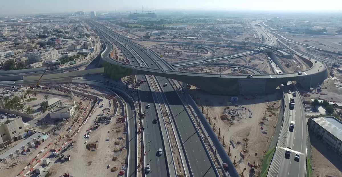 The Khalifa Avenue Project at Bani Hajer Interchange. Image courtesy of Public Works Authority, Ashghal. Credit KBR as the PMC.
