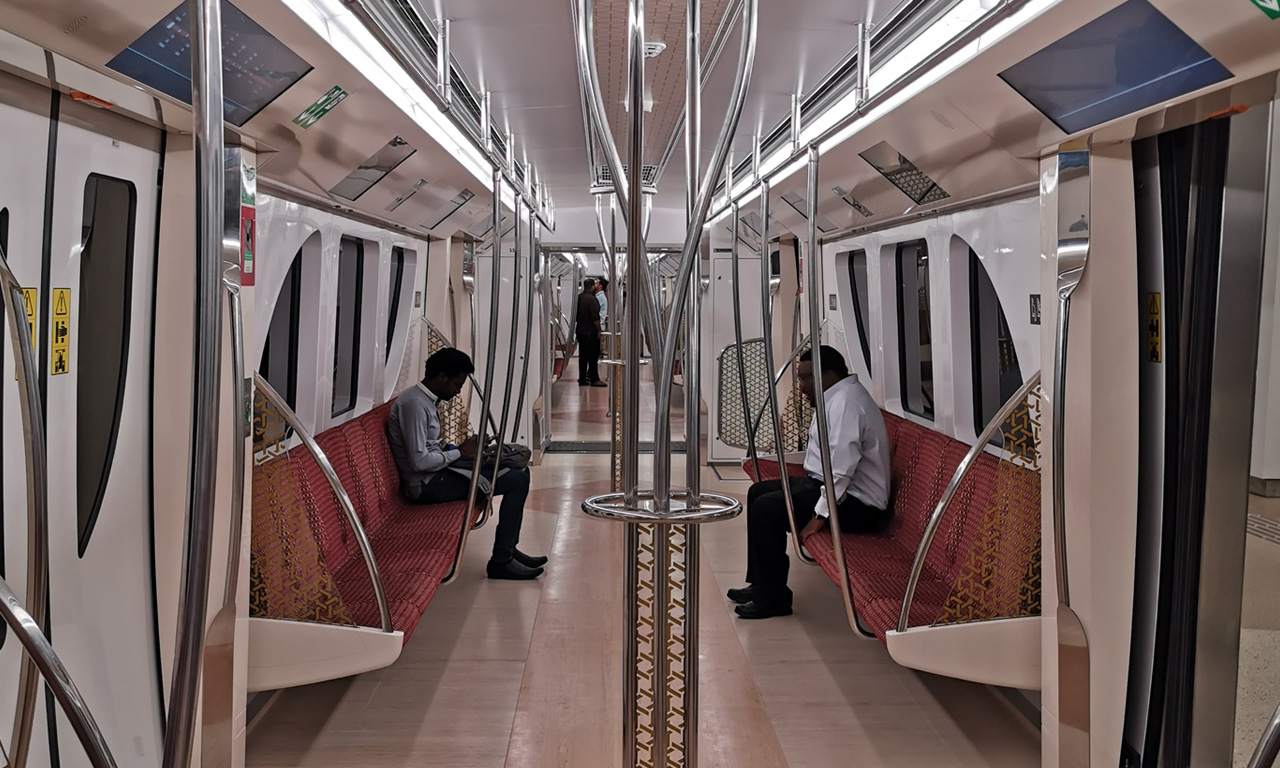 A passenger cabin on the Doha Metro Red Line.