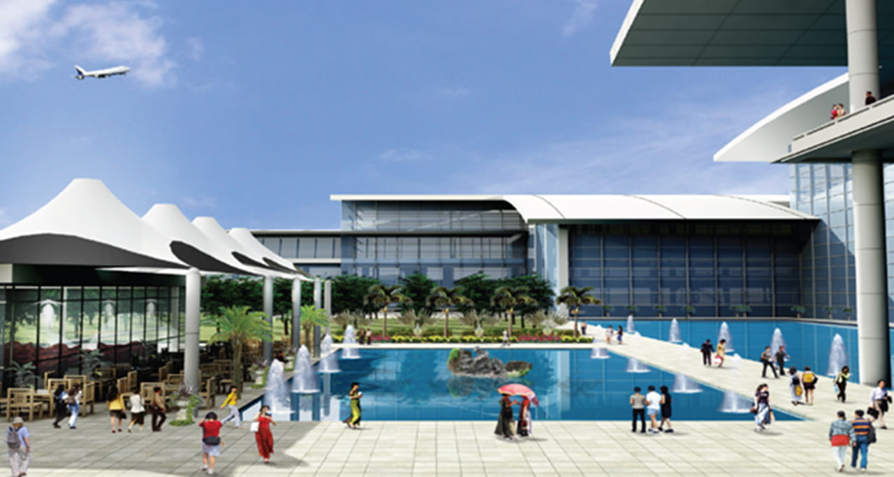 Concept artwork showing the exterior of Hanoi International Airport Terminal 2.