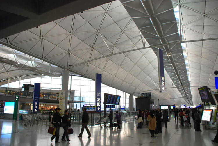 Inside the Hong Kong International Airport Terminal Building.