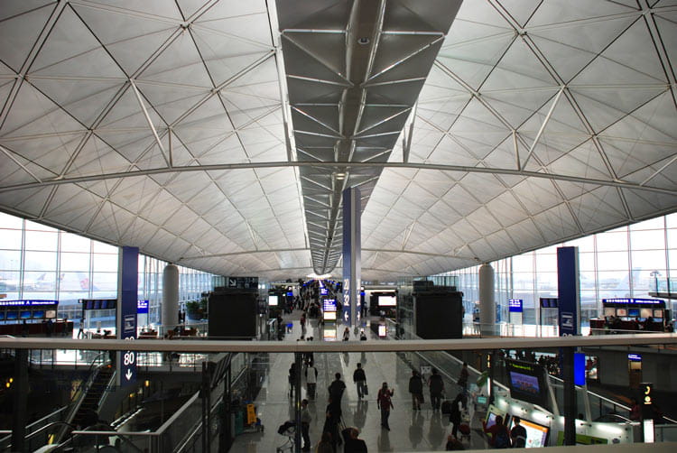 Looking down the Hong Kong International Airport Building.