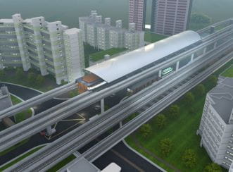 Jurong Region Line, Singapore’s first fully elevated rail line, is set to be the largest commercial hub outside the Central Business District. Image courtesy of ONG&ONG.