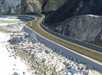 Visualised concept of the State Highway 1 at Ohau once finalised. Developed by Aurecon, models like this helped Waka Kotahi to see the situation from a different perspective, allowing them to move forward quickly with clear decisions.
