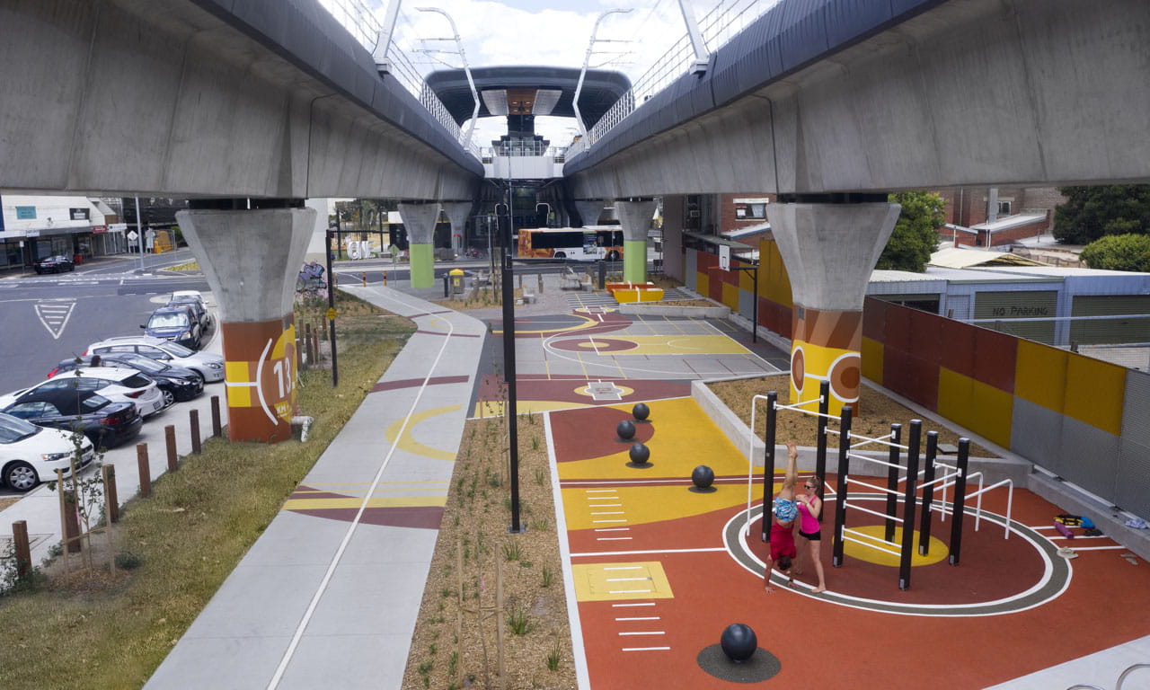 The design returns unused space to the community as green spaces and parkland. Image courtesy of Peter Clarke Photography.