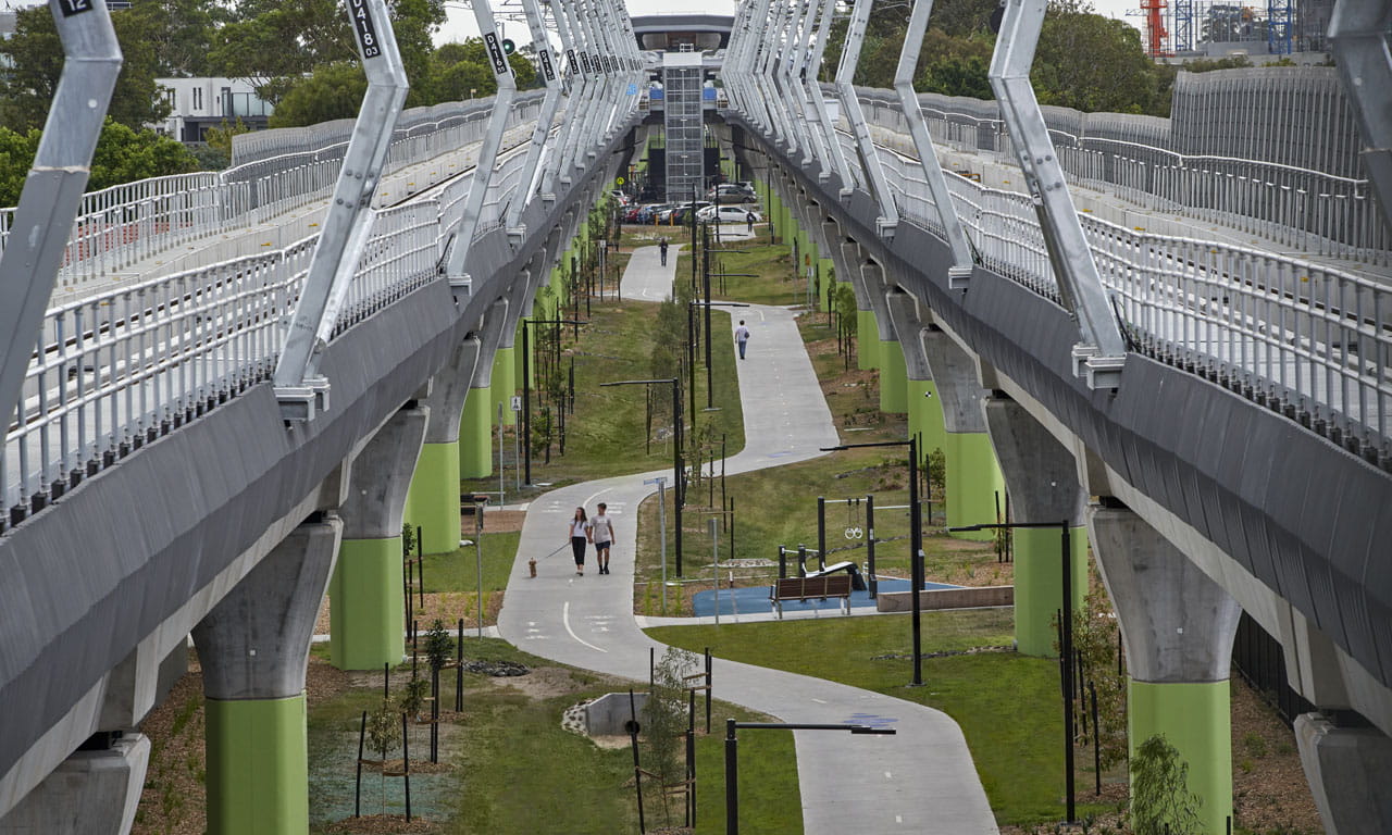 The project won the Landscape Architecture Award for Infrastructure at the 2019 National Landscape Architecture Awards.  Image courtesy of Peter Clarke Photography.