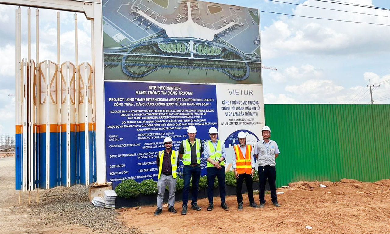 Aurecon team’s site visit during the construction of Long Thanh International Airport in Vietnam.