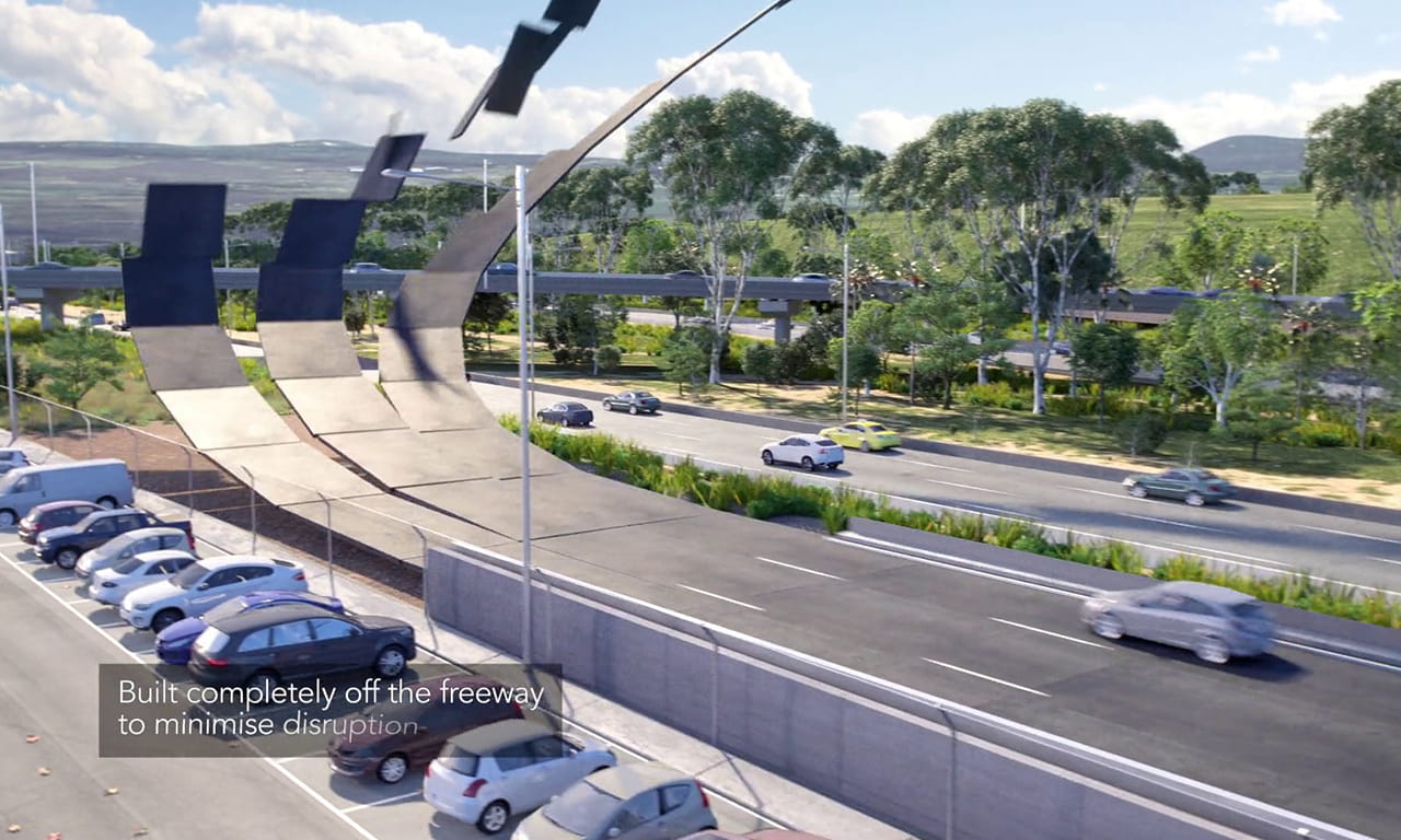 Built completely off the freeway to minimise disruption.