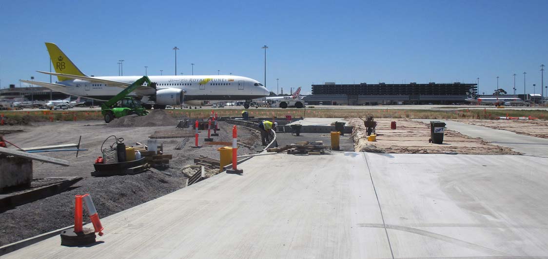 Construction taking place at Melbourne Airport.