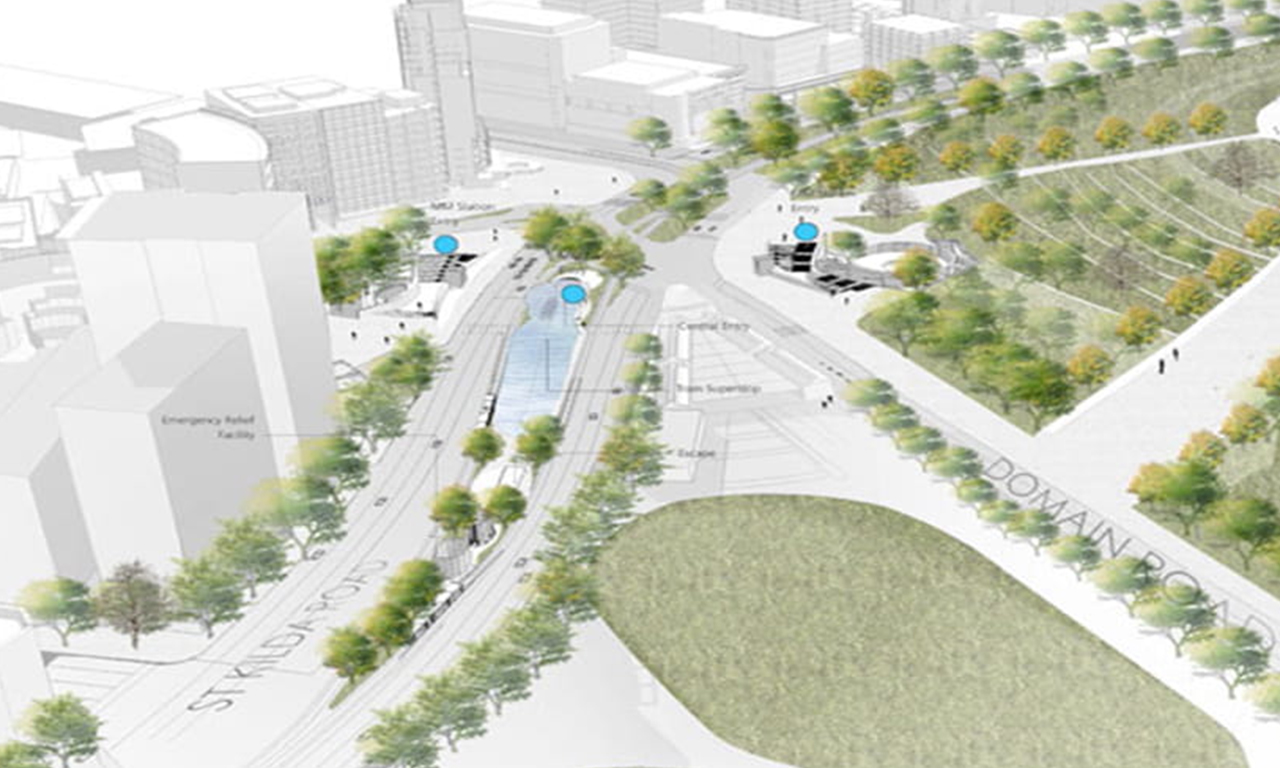 Proposed St Kilda Road access points.