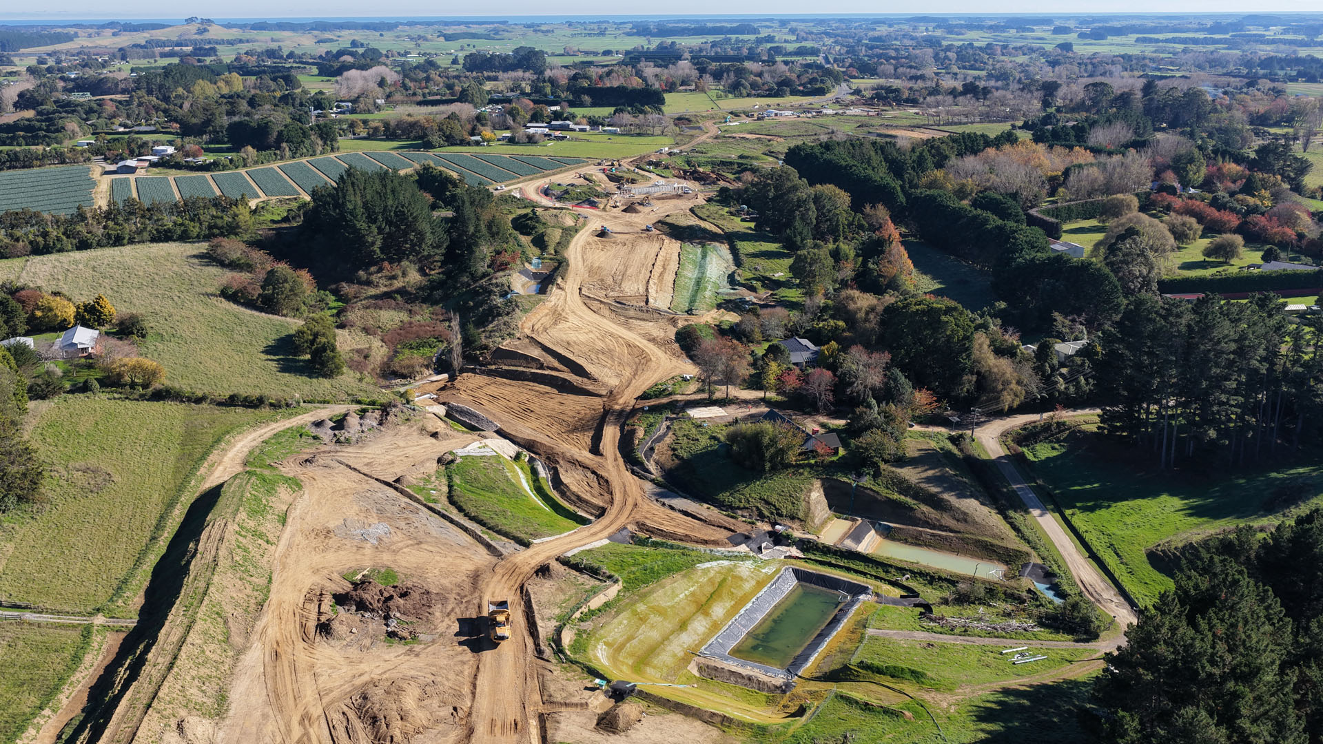 Construction site on the Ōtaki to north of Levin (Ō2NL) expressway, officially named Te Pae o Tararua.