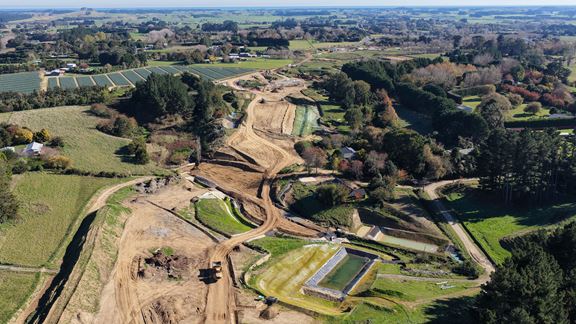 Construction site on the Ōtaki to north of Levin (Ō2NL) expressway, officially named Te Pae o Tararua.