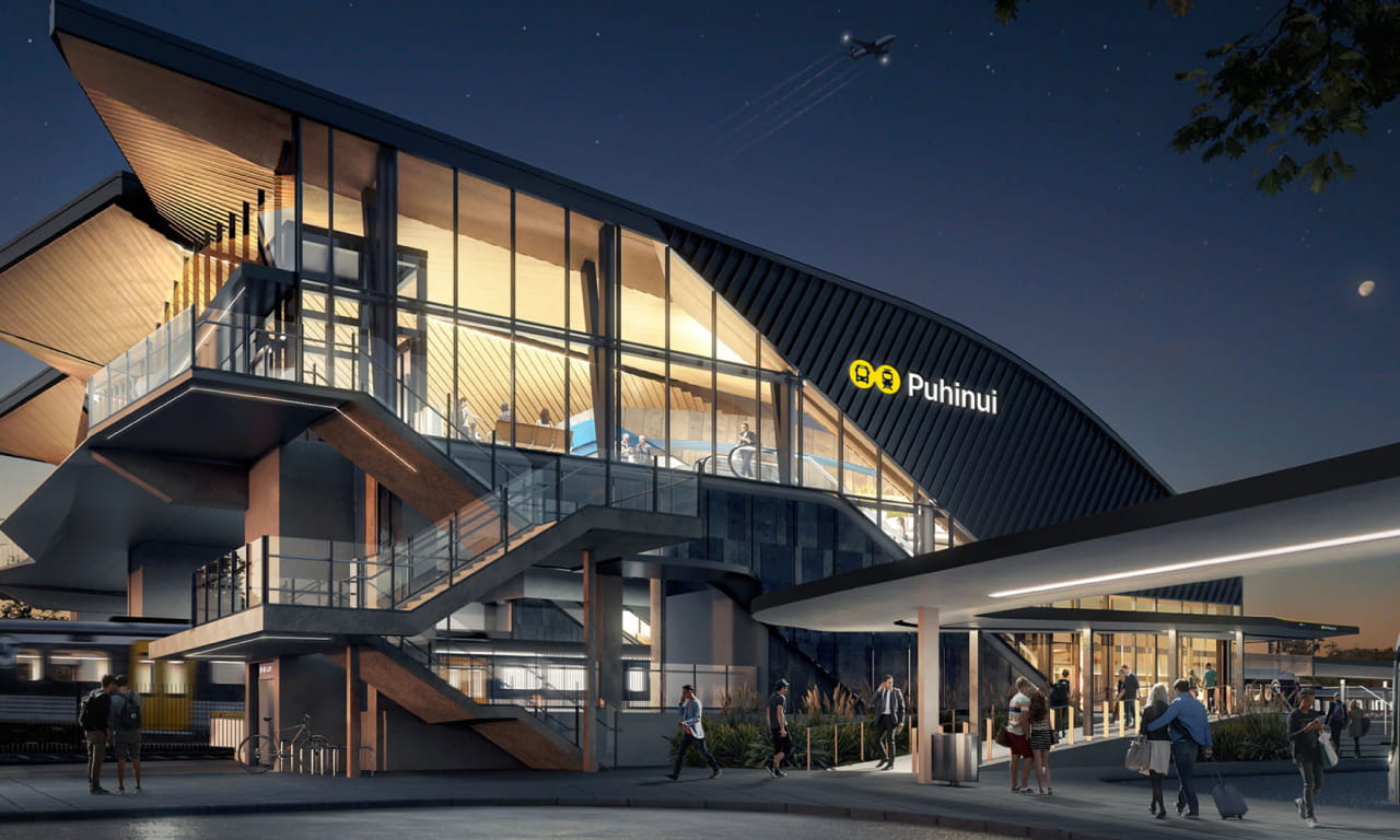 Puhinui Station has been upgraded to a major bus and train interchange to provide substantial travel time to Auckland.