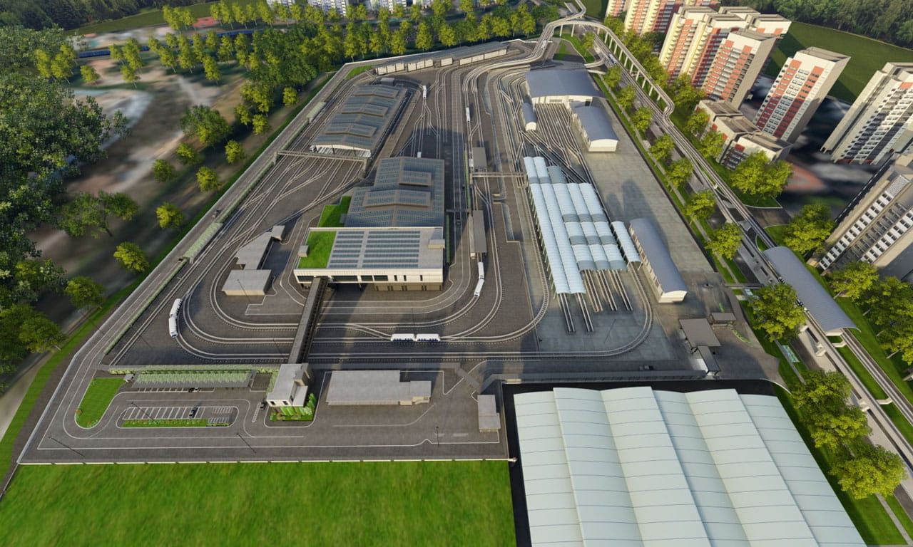 Artist impression of the expanded Sengkang-Punggol light rapid transit depot.