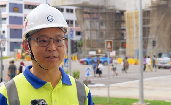 Aurecon's Jayce Ong talks about traffic management during construction of the elevated sky rail for Choa Chu Kang West Station on Jurong Region Line.