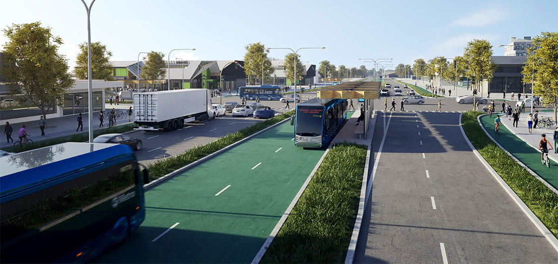 Airport to Botany – Te Irirangi Station  (Artist’s Impression). Image courtesy of Unsigned Studio, Aurecon.