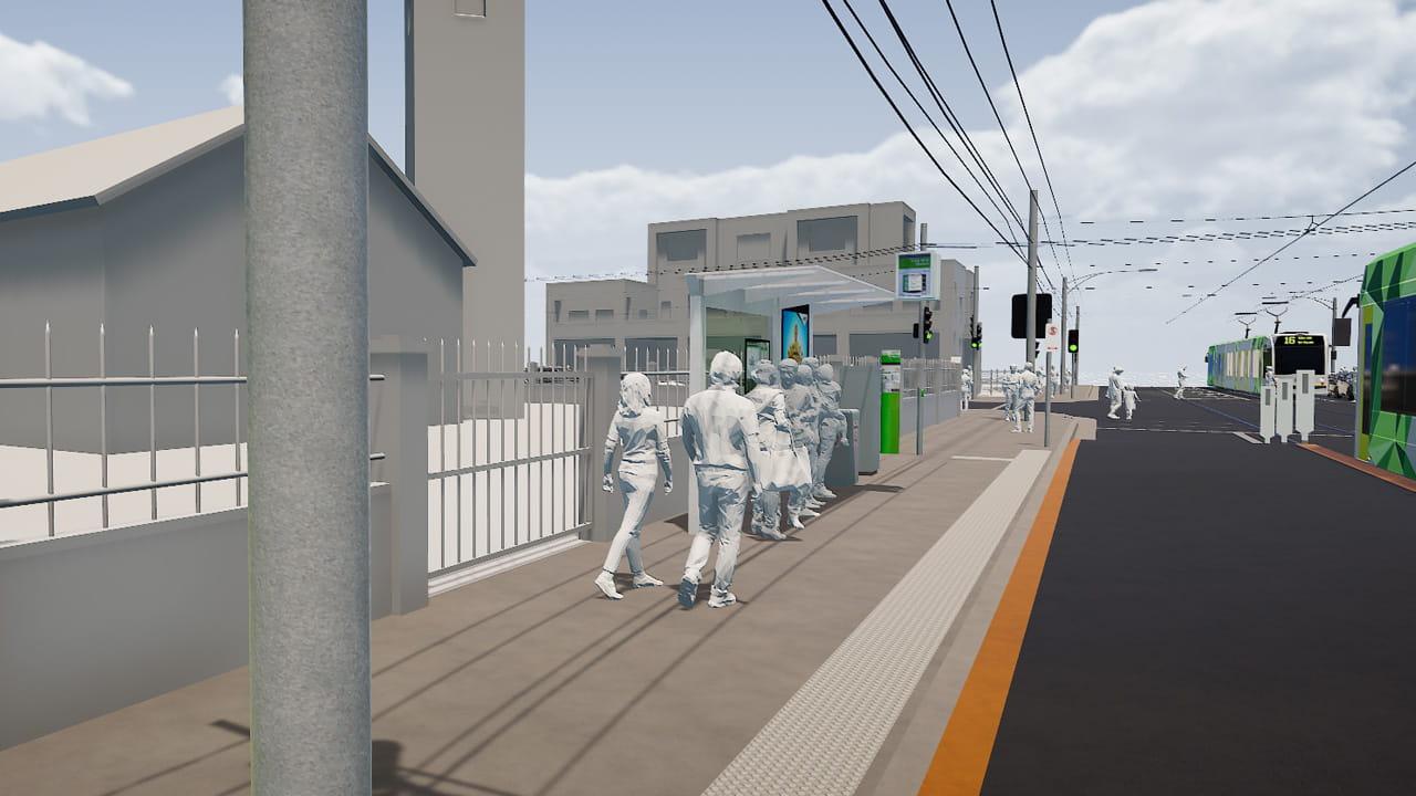 The visualisations allowed research participants to ‘walk’ around the virtual world as if they were actually at the tram stop.