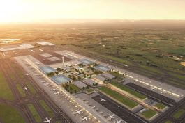 Aerial view of the terminal at dawn. Image courtesy of Western Sydney Airport