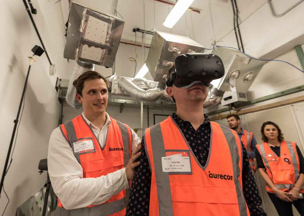 Prototype testing in progress using virtual reality googles for Wynyard Station.