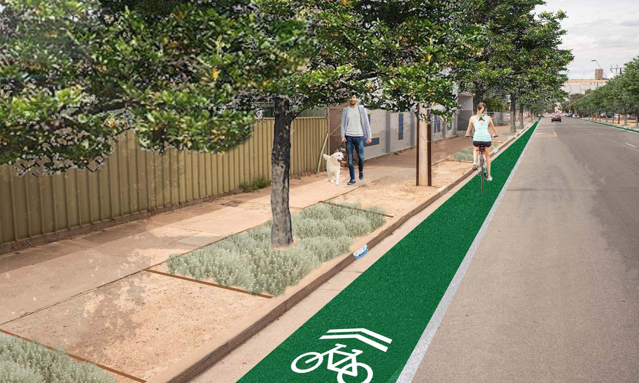 Increasing the town’s tree canopy cover and lower level planting helps to reduce dust movements and create greener, more vibrant, and visually attractive spaces.